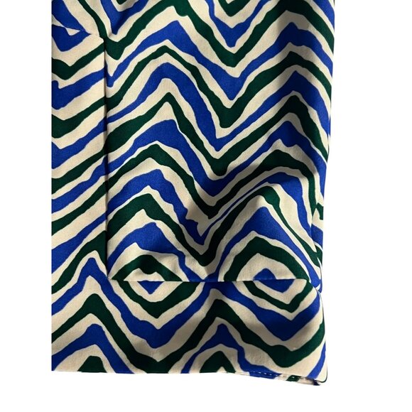 Jude Connally Zigzag Chevron Print Midi Dress XS Blue Black 3/4 Sleeves Casual - Picture 6 of 6